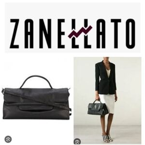 Zanellato Nina Tote Leather Shoulder Bag Satchel Minimalist Zip Compartments